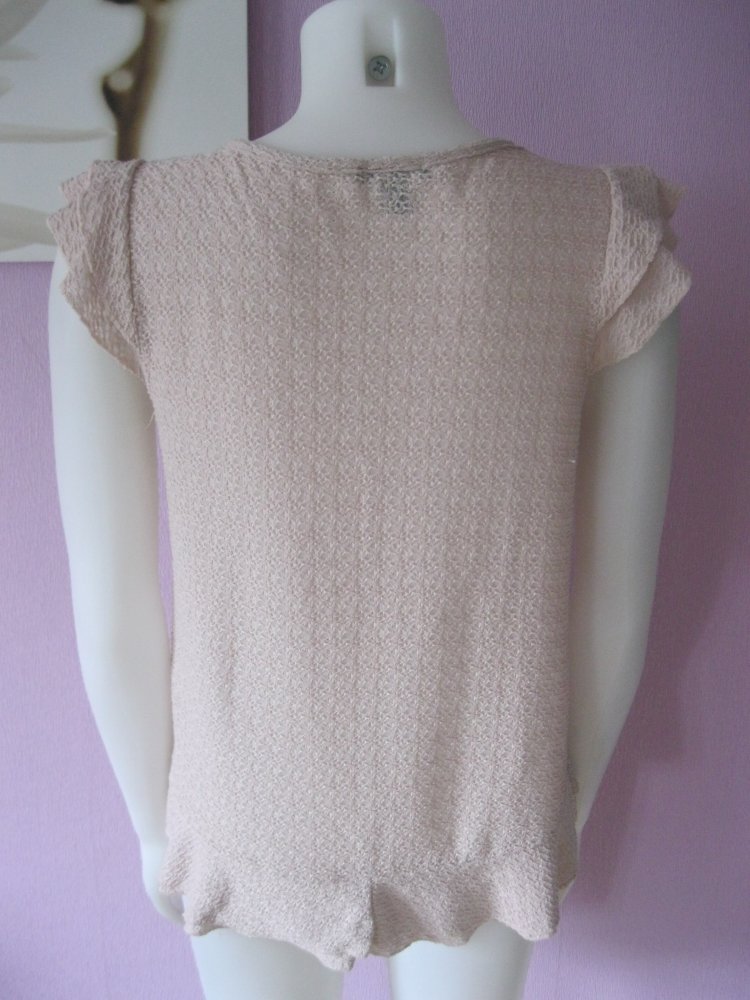 Shirt # Amisu # kurzärmlig # Riffeloptik # Volants # Nude / Beige # S