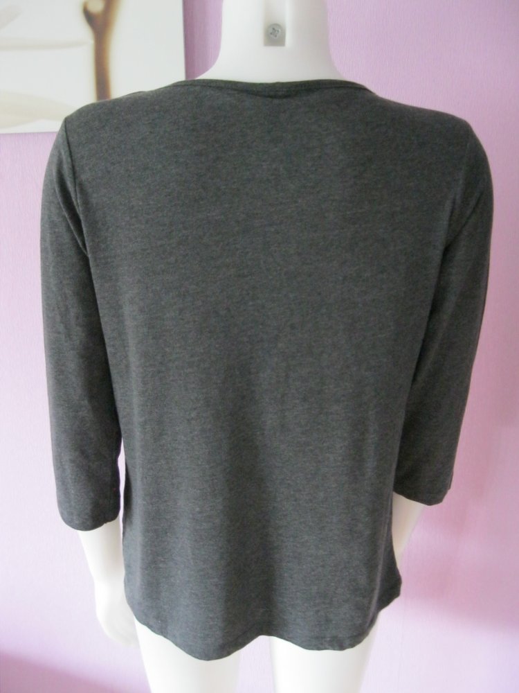 3/4-Arm Shirt # Laura Torelli # Herz # Stickerei # grau meliert # S