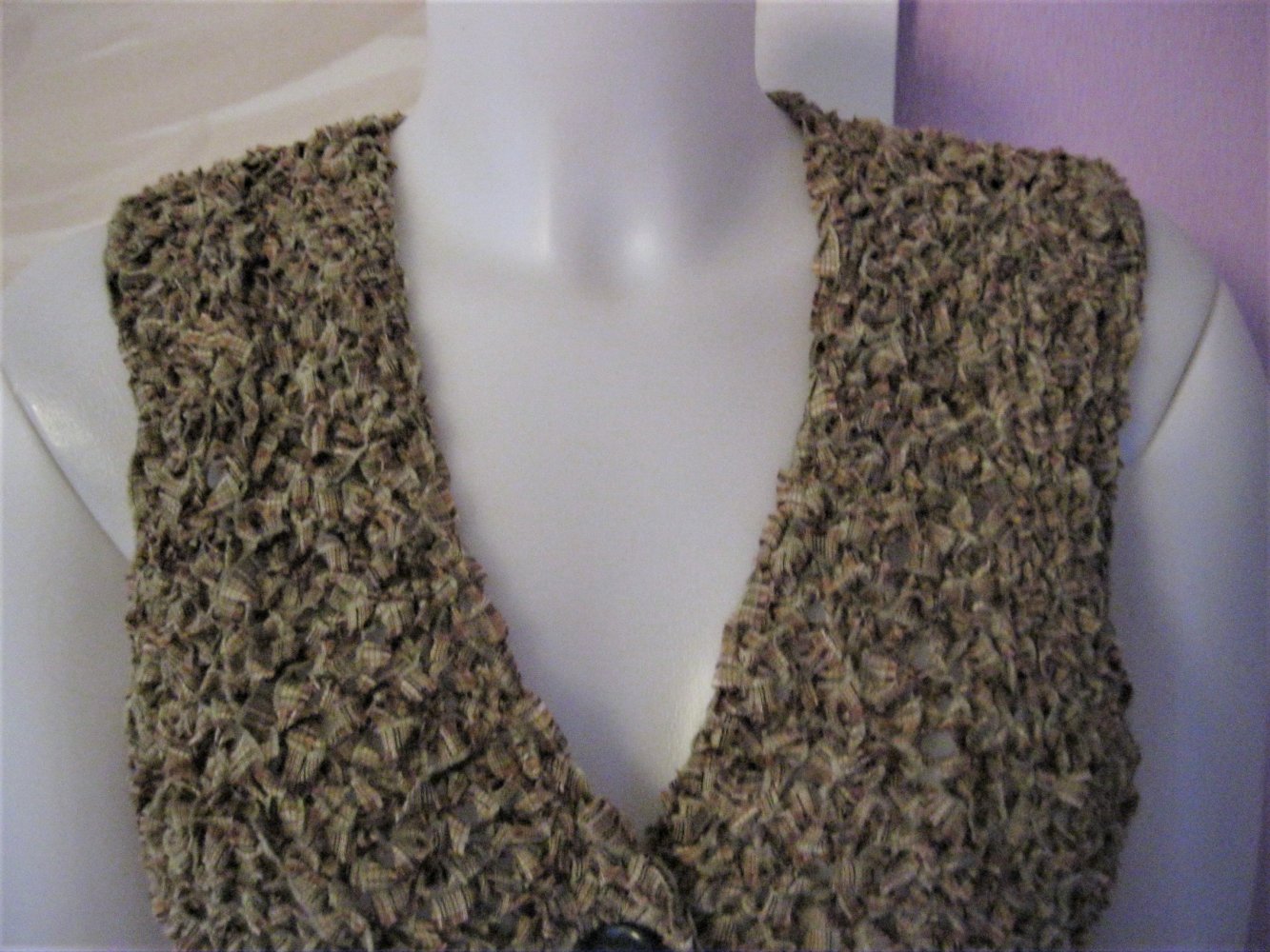 NEU Weste Handmade Grün/Beige meliert S-M