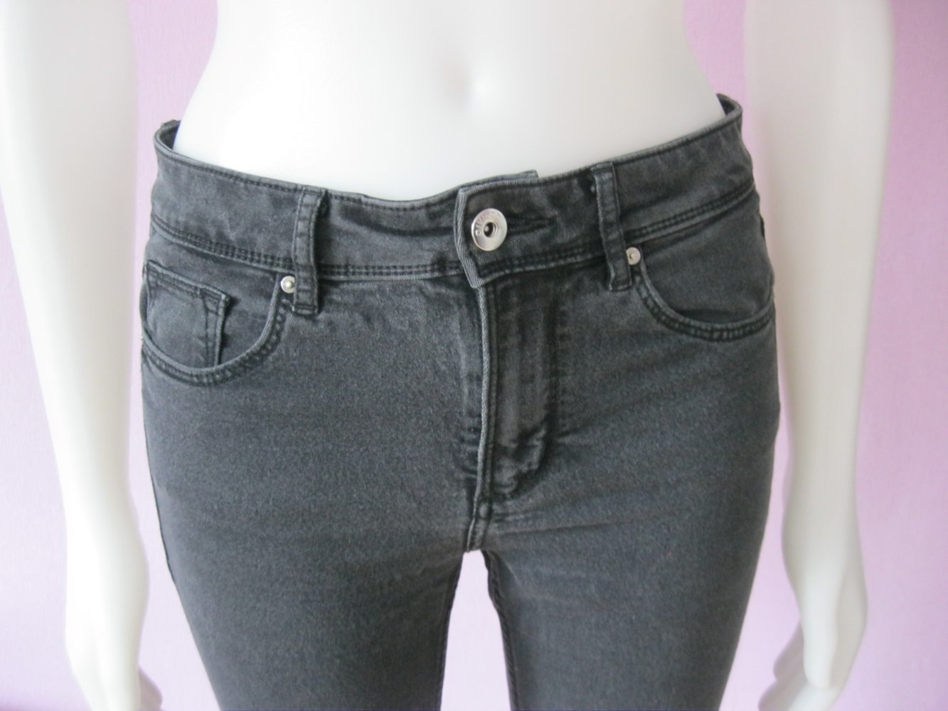 H&M Divided Skinny Jeans Baumwolle Schwarz 36