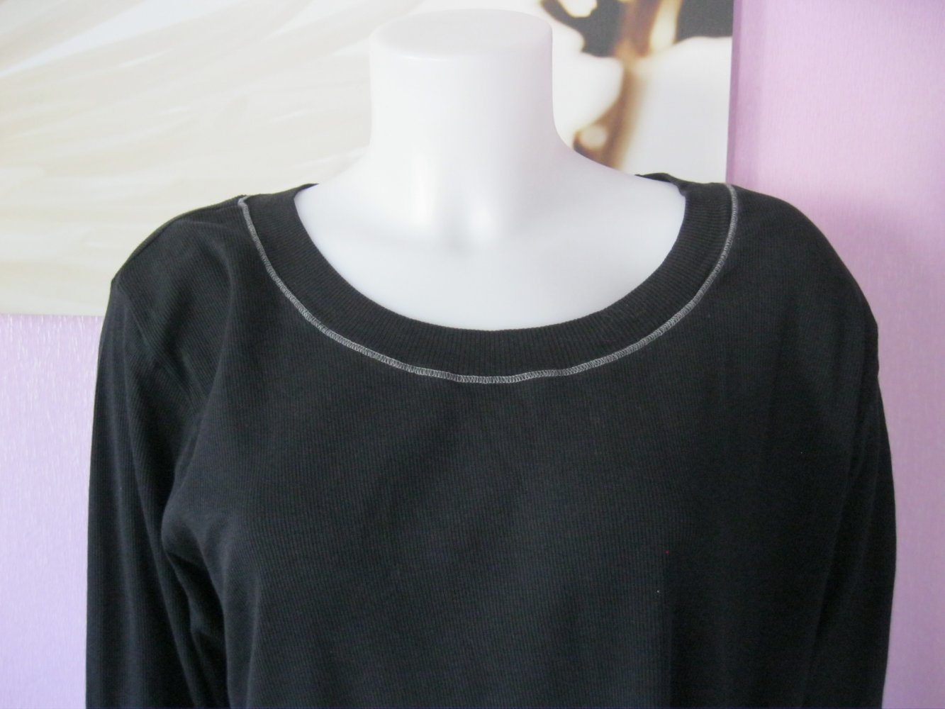 Comazo Long-Shirt Sweater Feinripp Baumwolle Schwarz 46