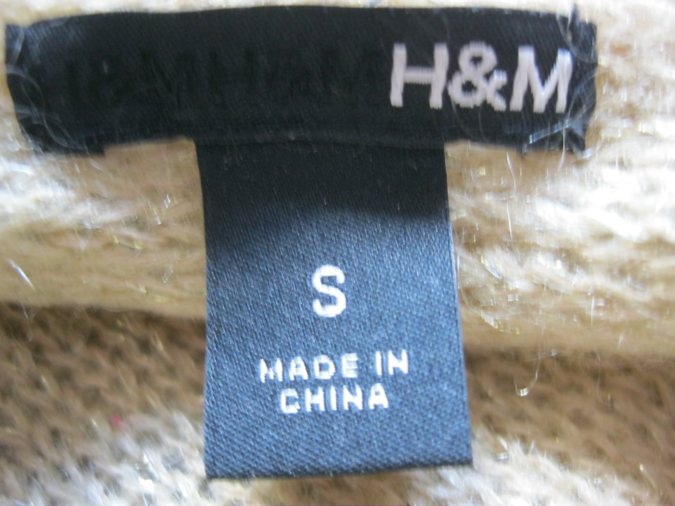 H&M Bolero gestrickt Mohair Beige / Gold Metallic S