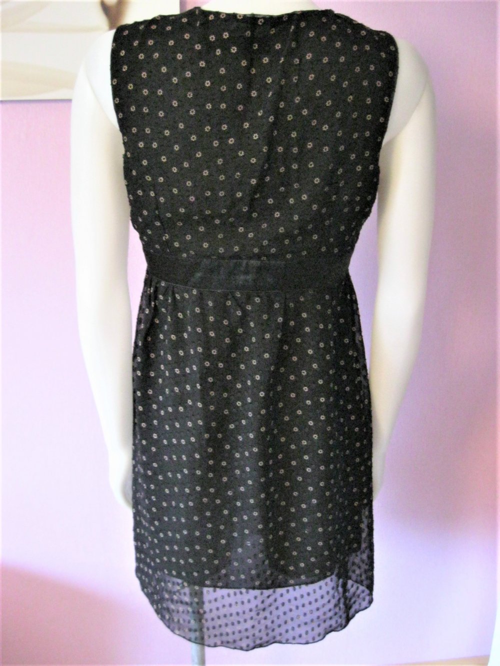 Kleid # Pussycat London # Blumenmuster # Schwarz/Beige # Ärmellos # 40