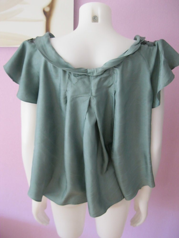 Disgner-Bluse  # In Love By Carling Paris # Grün + Volants # T3 (36/38)