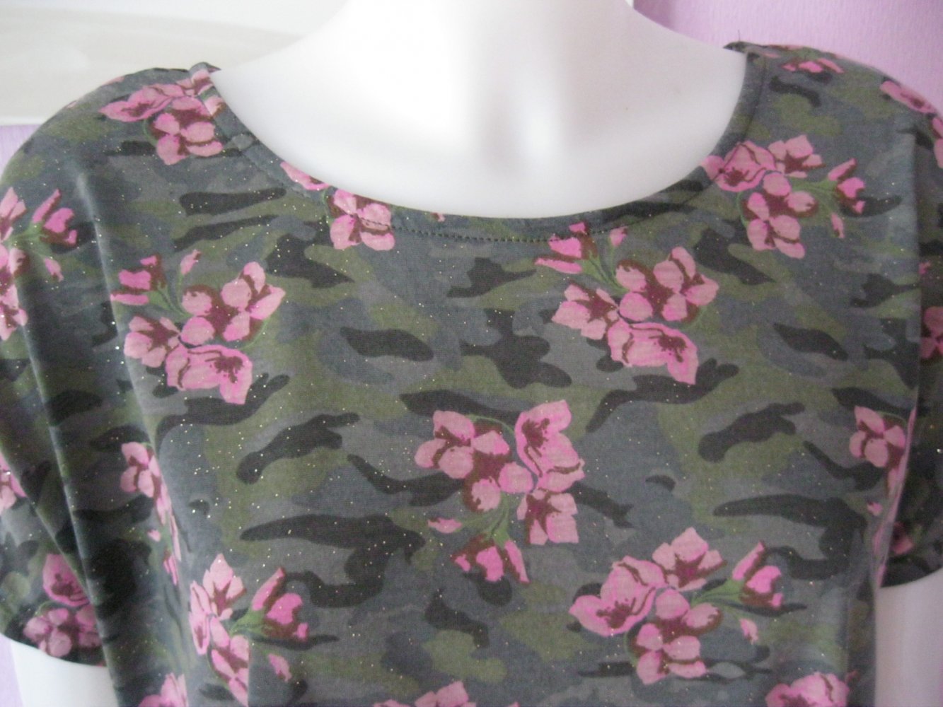 T-Shirt # Janina # florales Muster # grün/rosa # 40