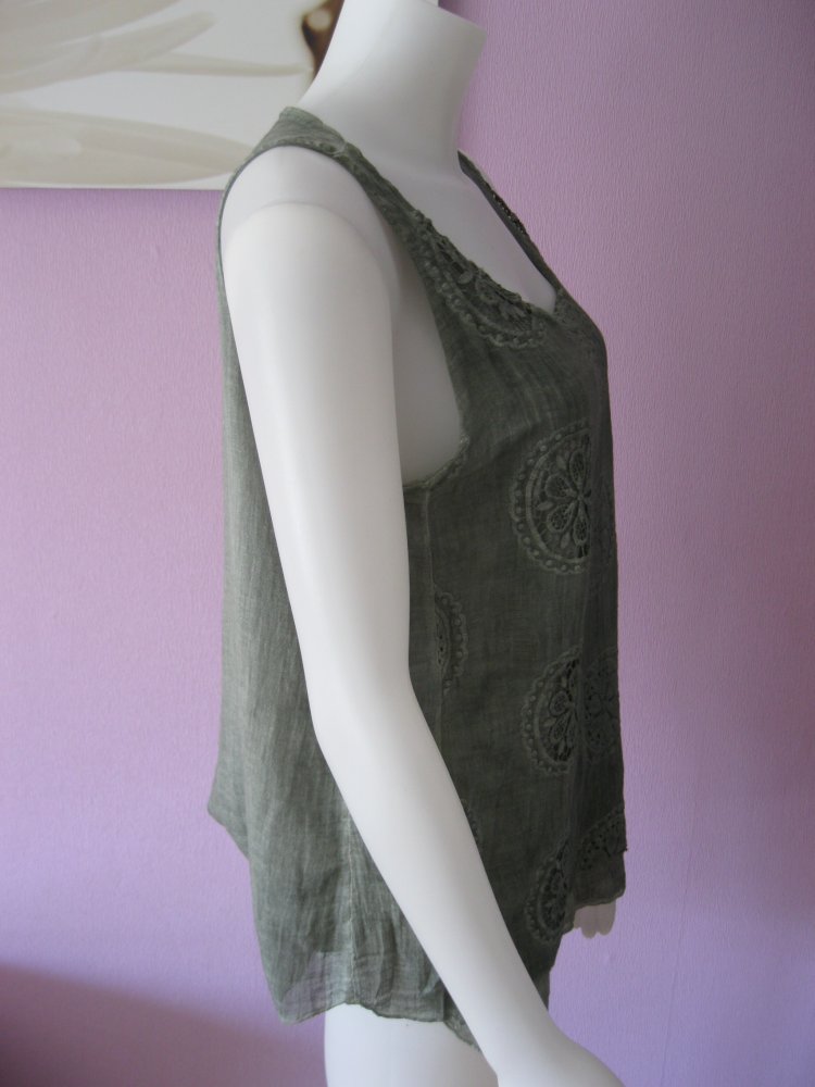 Tanktop # Stickerei # Ornamente # Grün #  L