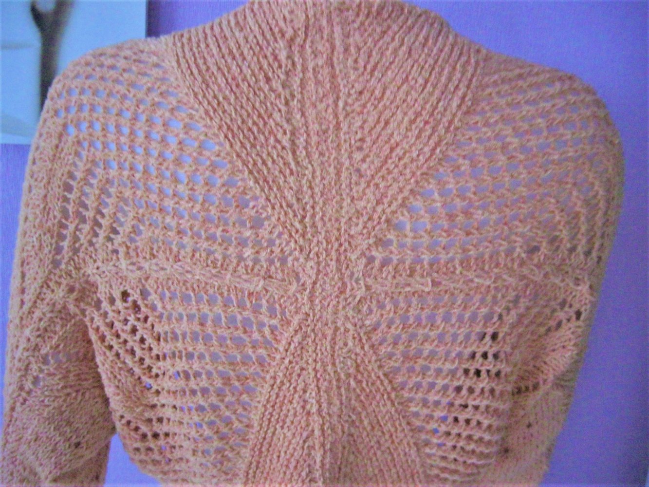 NEU Strick Bolero Handmade Lochmuster Viskose Aprikose Oversize