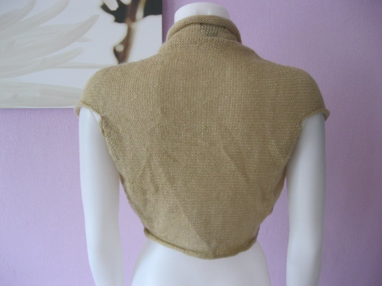 H&M Bolero gestrickt Mohair Beige / Gold Metallic S