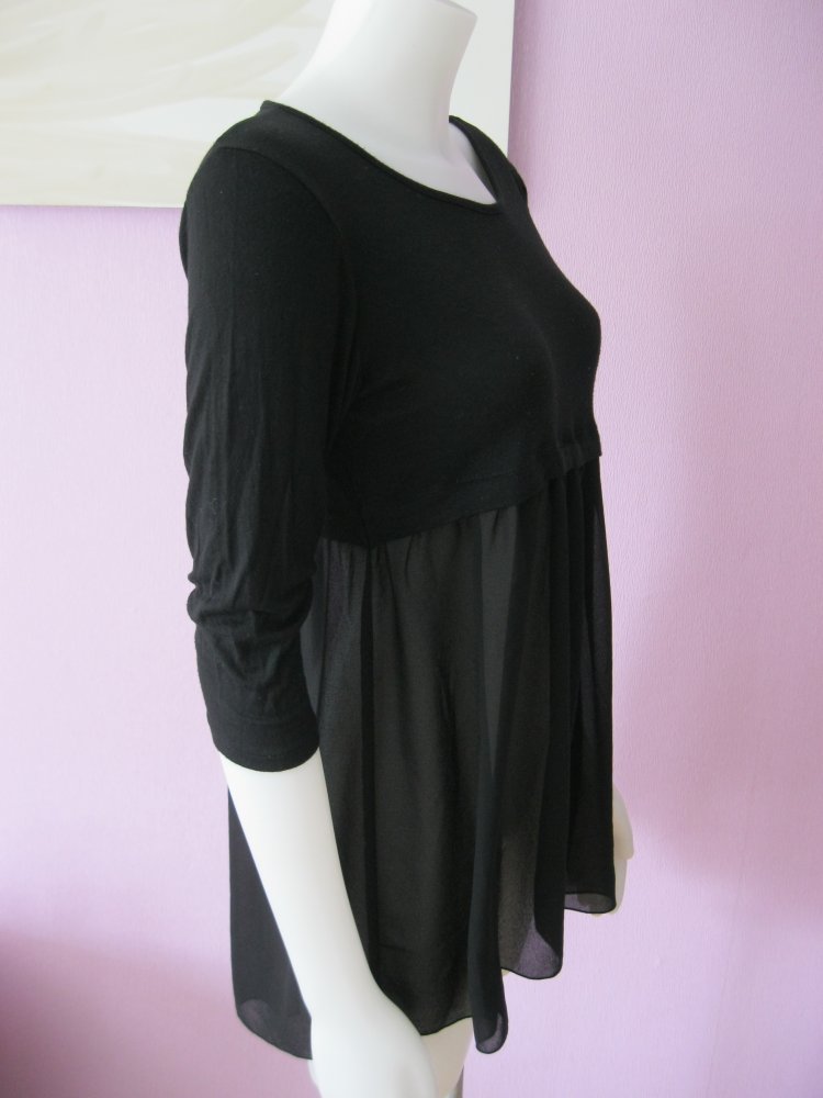 Tunika # Cropped-Shirt # 3/4-Aärmlig # Piaza Italia # Schwarz # 38
