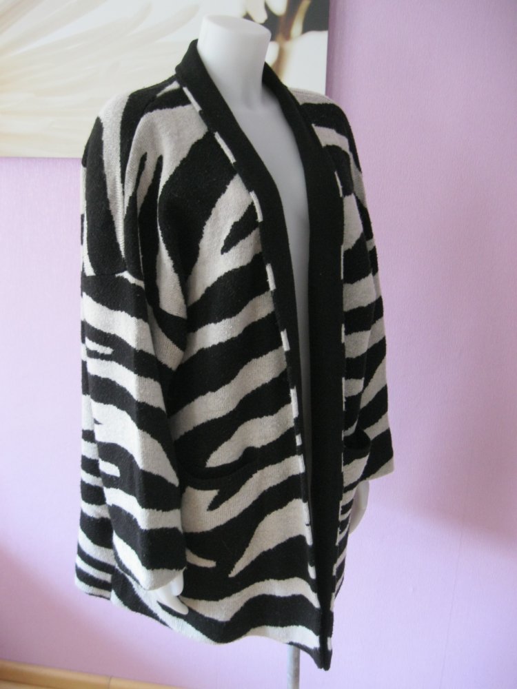 H&M Cardigan Zebramuster Schwarz/Weiß M/L