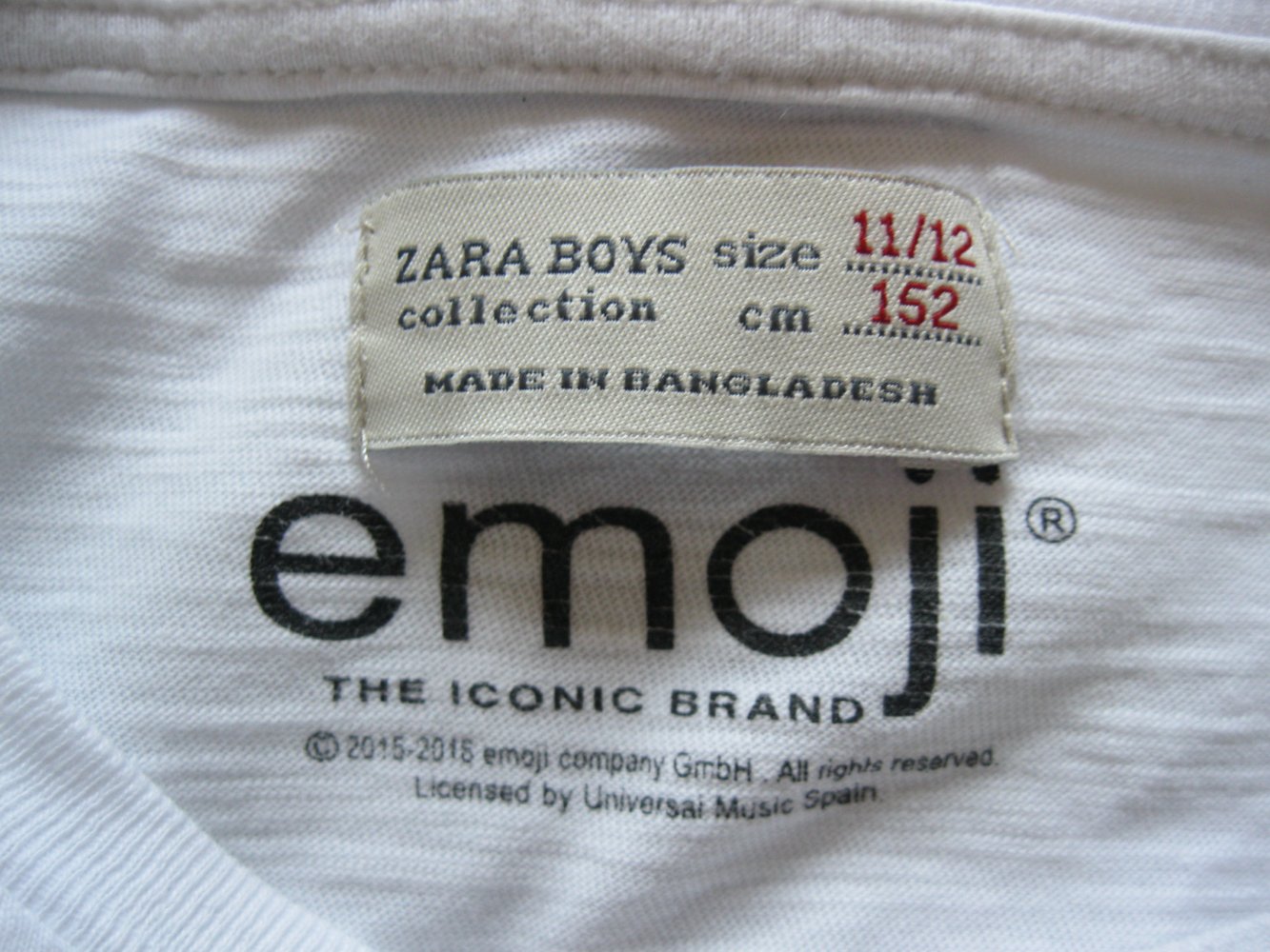 T-Shirt # Zara Boys # Emoji # Sonnenbrille # Weiß # 100% Baumwolle # 152 (11/12) 