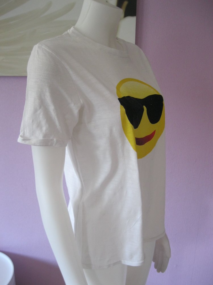 T-Shirt # Zara Boys # Emoji # Sonnenbrille # Weiß # 100% Baumwolle # 152 (11/12) 