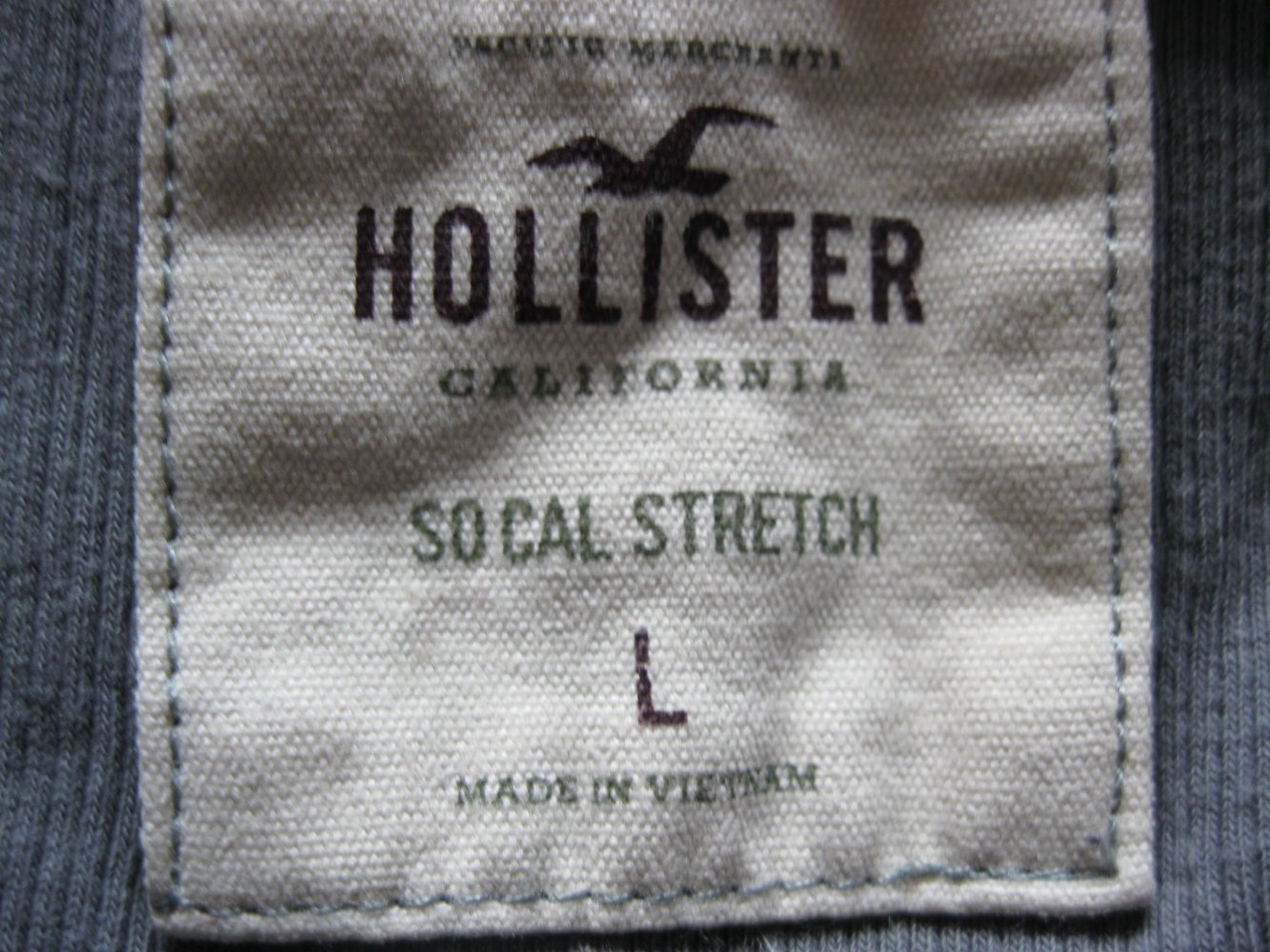 Hollister Tanktop Ringershirt Feinripp Baumwolle Grau L