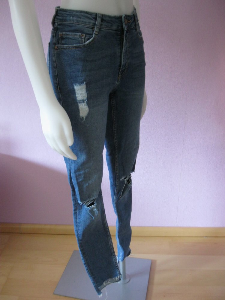 Divided H&M Skinny Jeans Ripped Baumwolle 36/M Blau