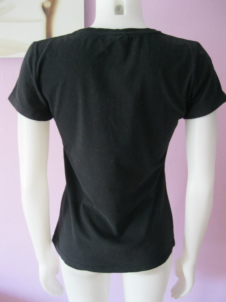 T-Shirt # U?D # Schwarz/Silber/Lila # Print # Strass #M 