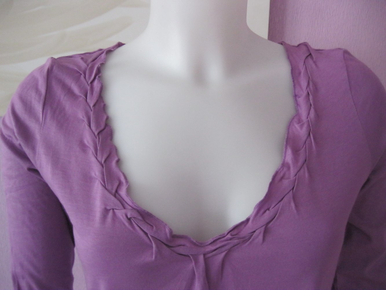 Langarm-Shirt # s.Oliver # 3/4-Arm # Baumwolle # Raffung # Lila # 38