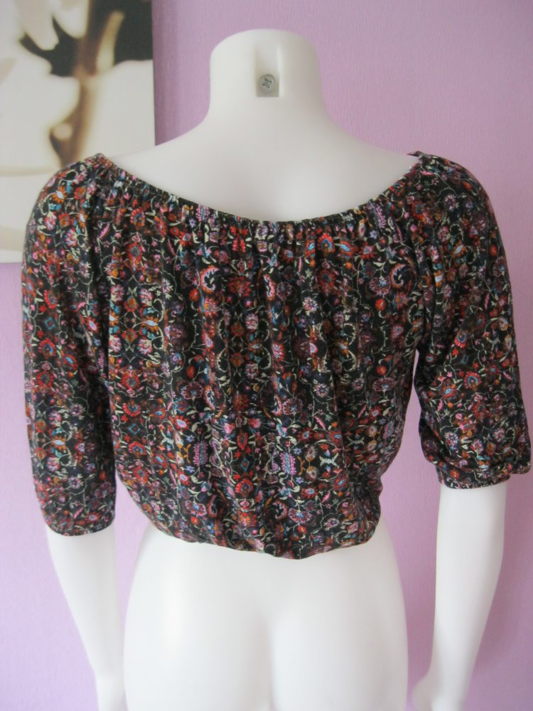 Langarm-Shirt # FB Sister # Crop-Shirt # Bluem-Print # Bunt # S