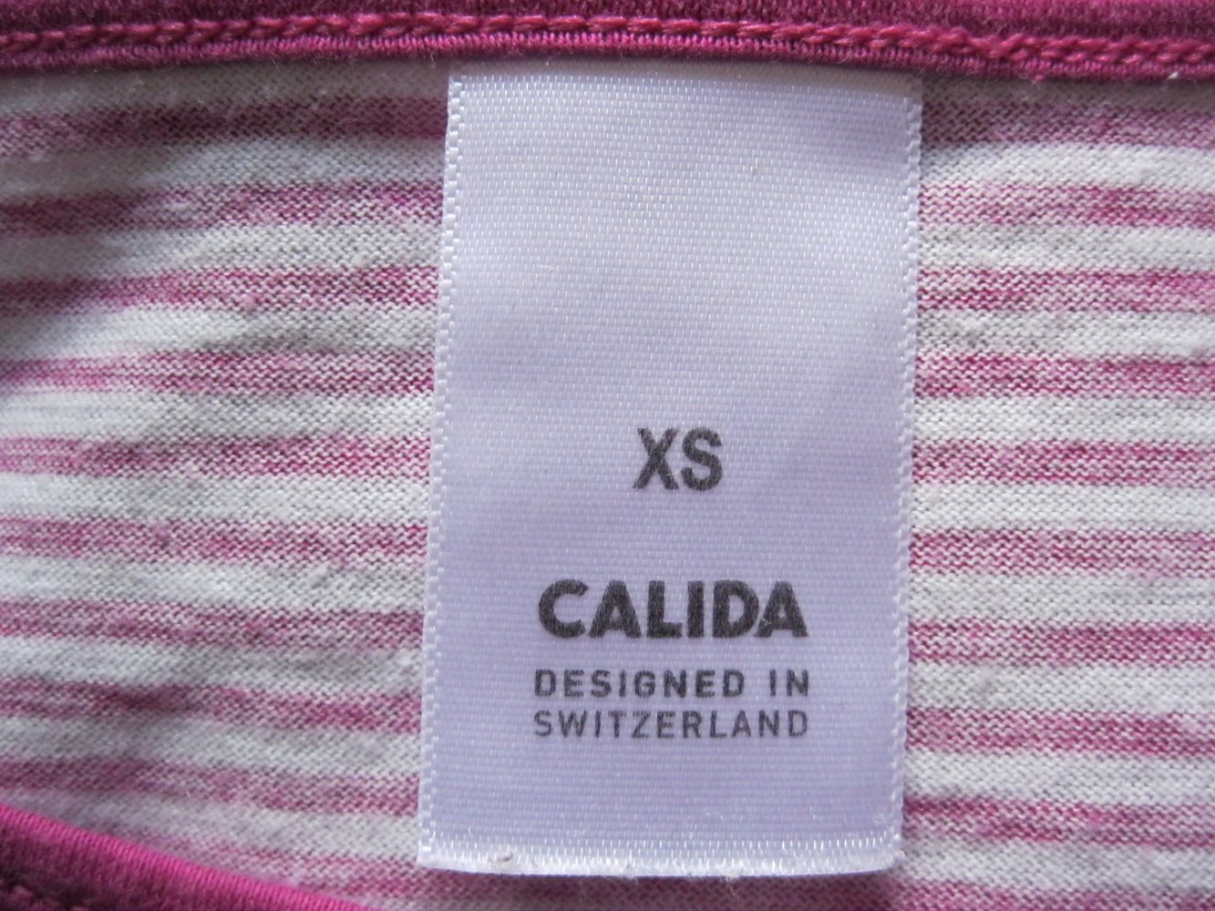 T- Shirt # Night-Shirt # Calida # 100% Baumwolle # gestreift # Pink/Weiß # XS