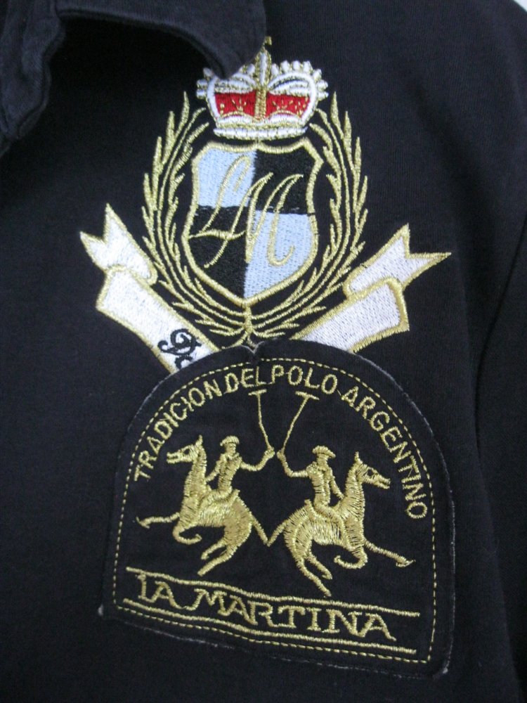 La Martina Poloshirt kurzärmlig Stickerei Marineblau Baumwolle S