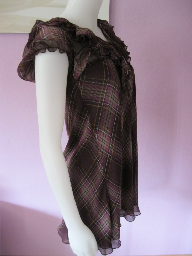 Sommerkleid # Psyco Girl # Volants # Rautenmuster # Burgunderrot # IT46 (40)