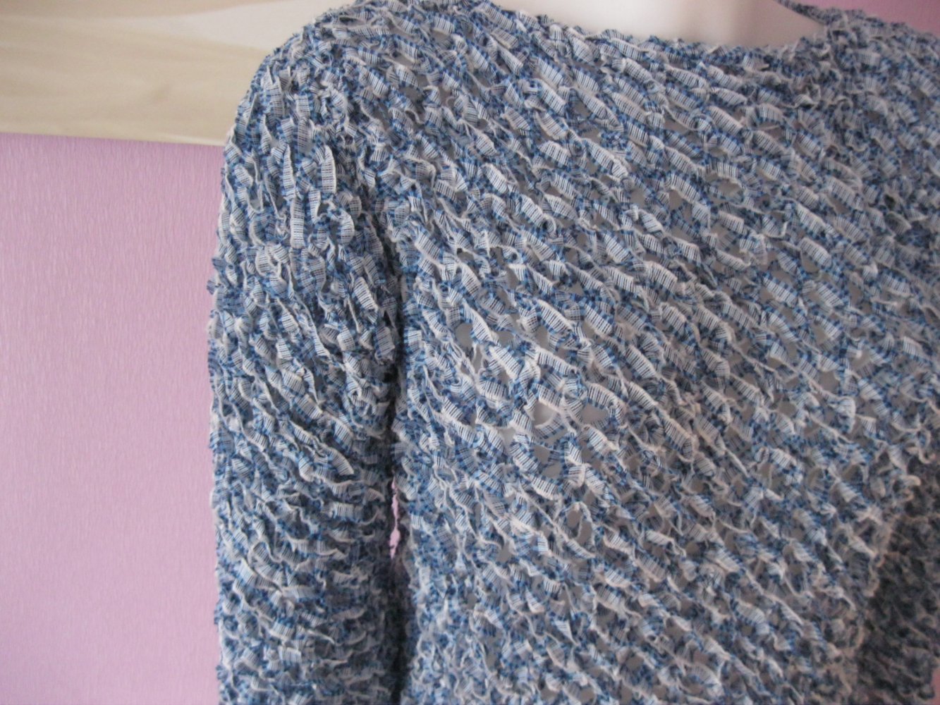 NEU Strickpullover Handmade langärmlig Hellblau meliert S-L