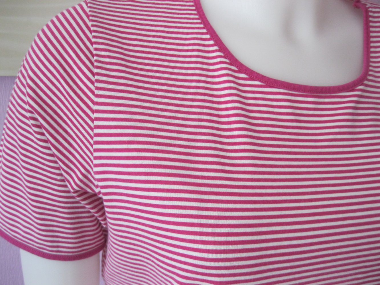 T- Shirt # Night-Shirt # Calida # 100% Baumwolle # gestreift # Pink/Weiß # XS