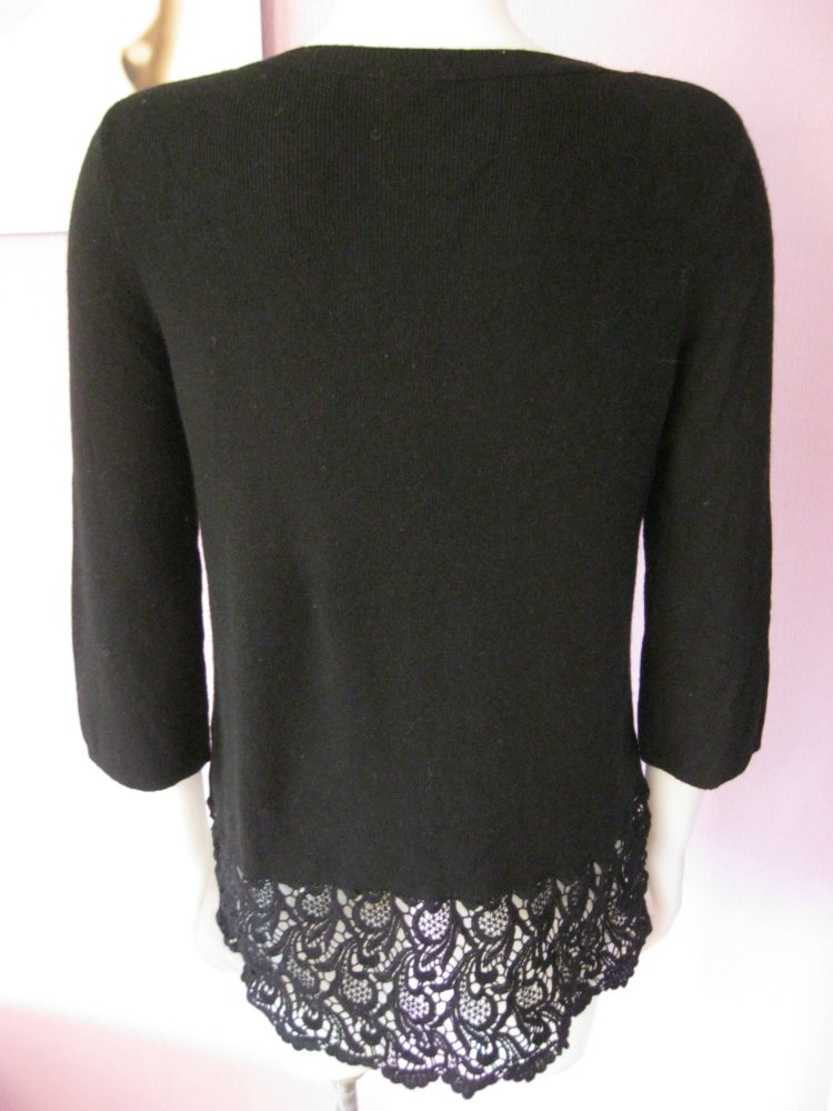Darling Harbour Feinstrick Pullover 3/4-Arm Schwarz Wolle/Alpaka M