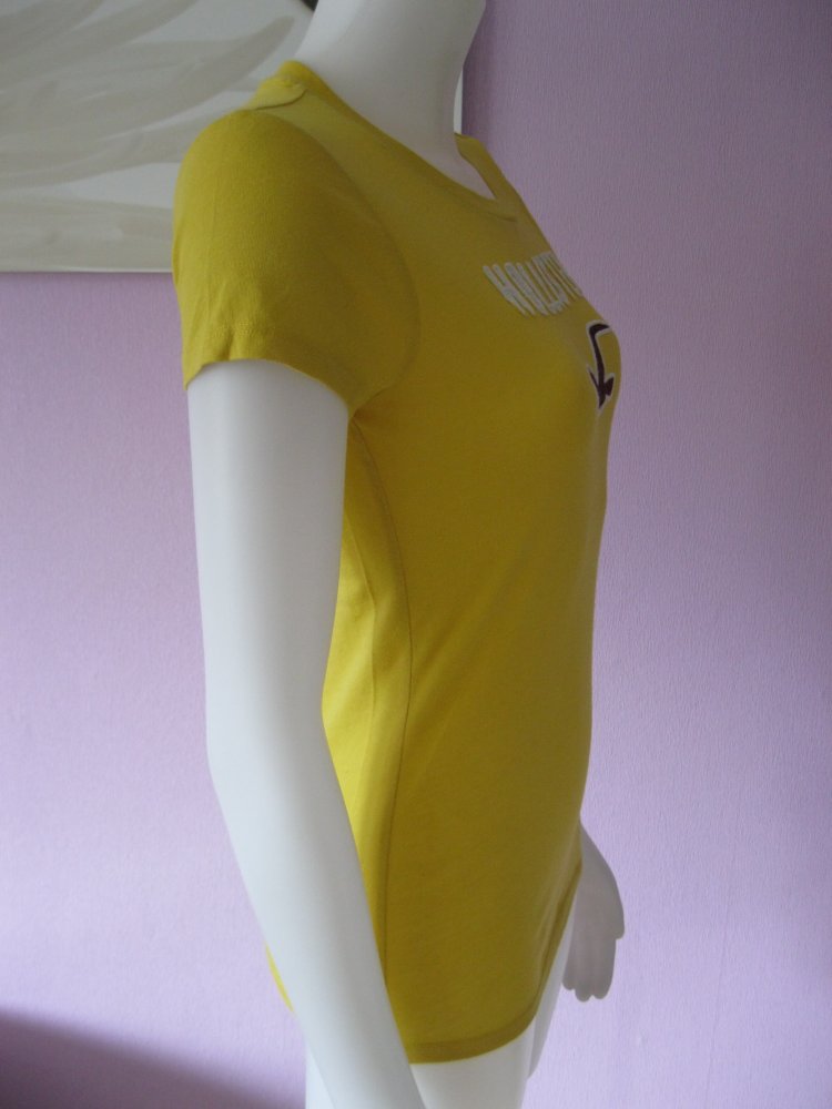 T-Shirt  # Hollister # Logo # Stickerei # Aufnäher # Gelb # M