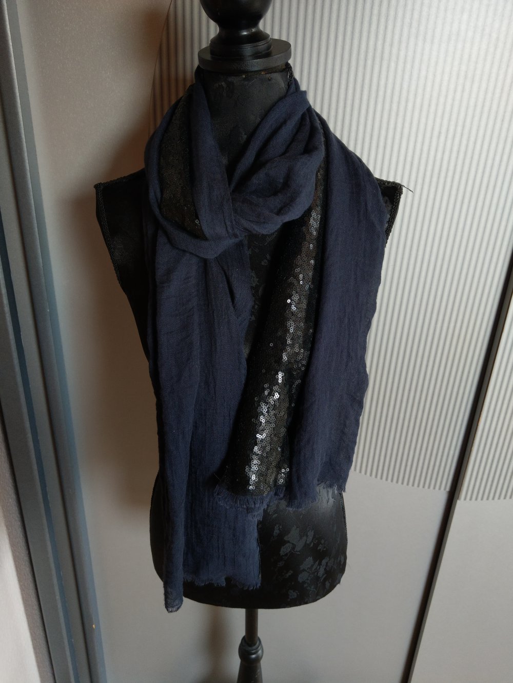 Schal Tuch Pailletten blau dunkelblau 