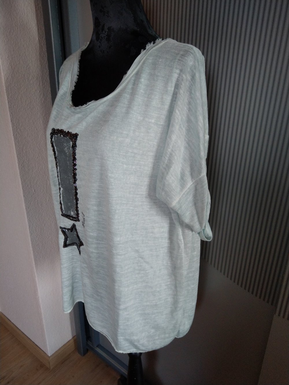 Shirt Pullover hellblau Pailletten Made in Italy 