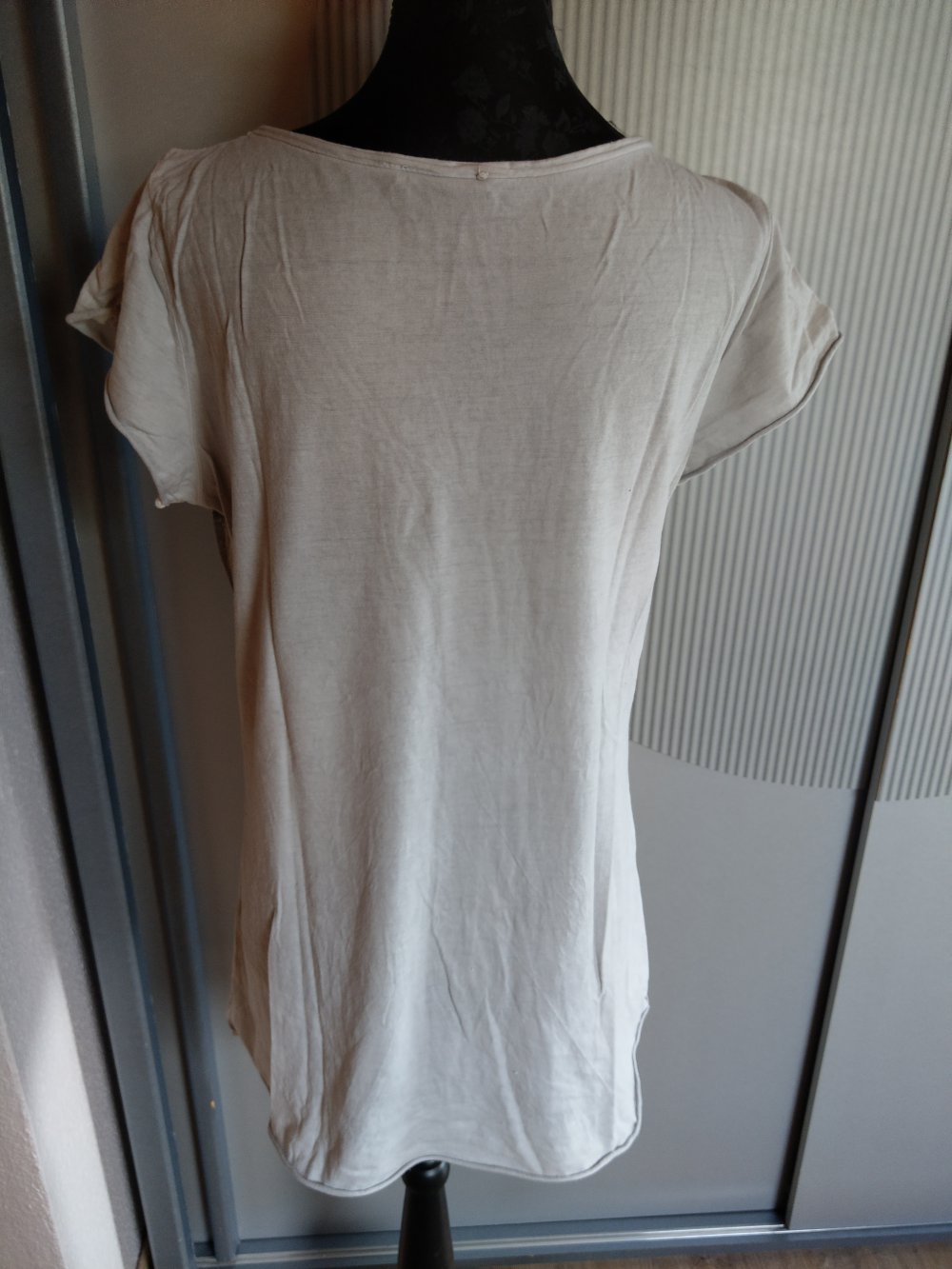 T-Shirt grau Herz Steinchen Amerika Made in Italy 