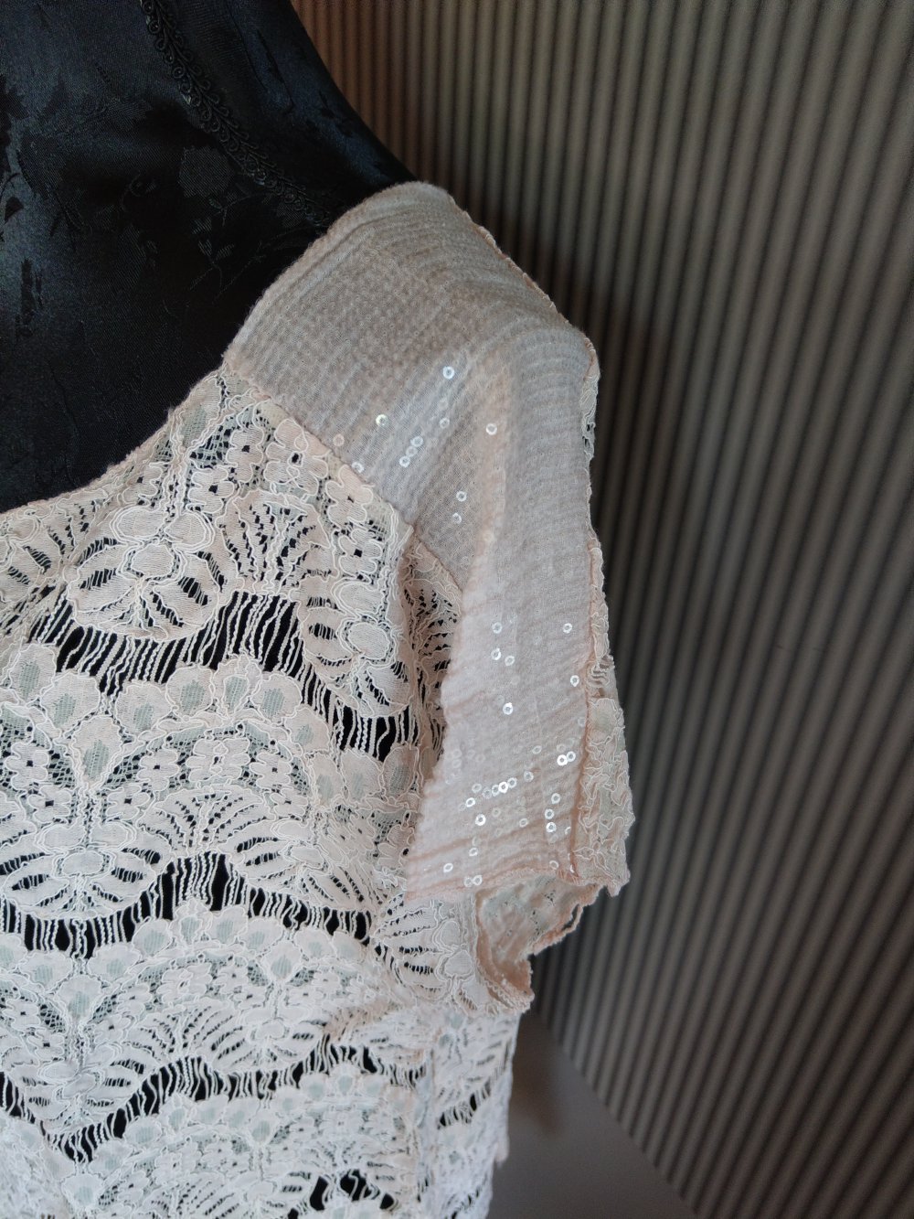 Shirt Spitze Pailletten rosa Made in Italy 