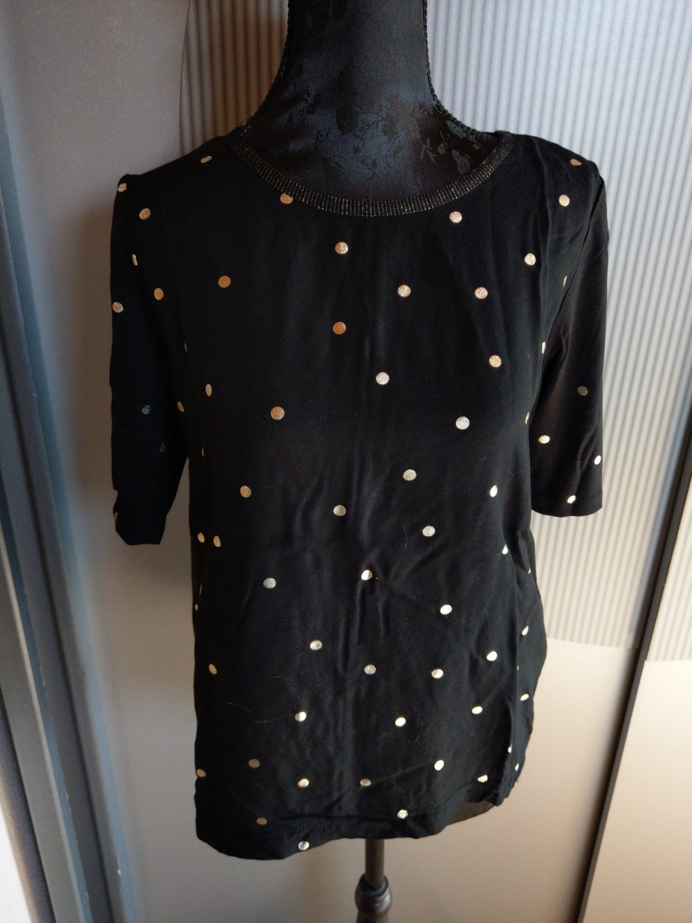 T-Shirt Shirt schwarz gold Punkte Street One 