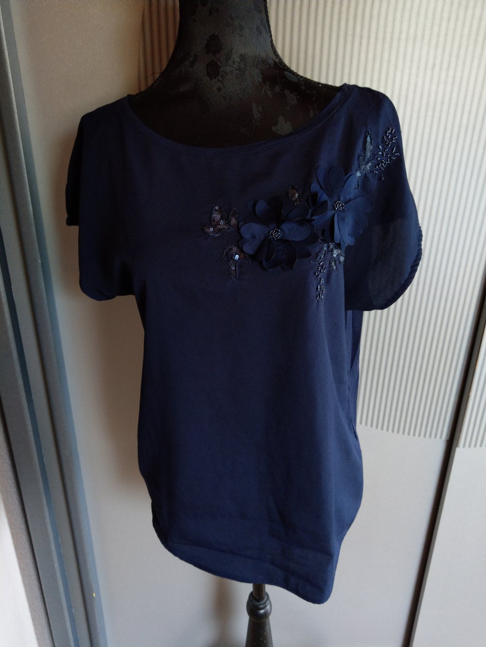 T-Shirt blau Orsay Blume 