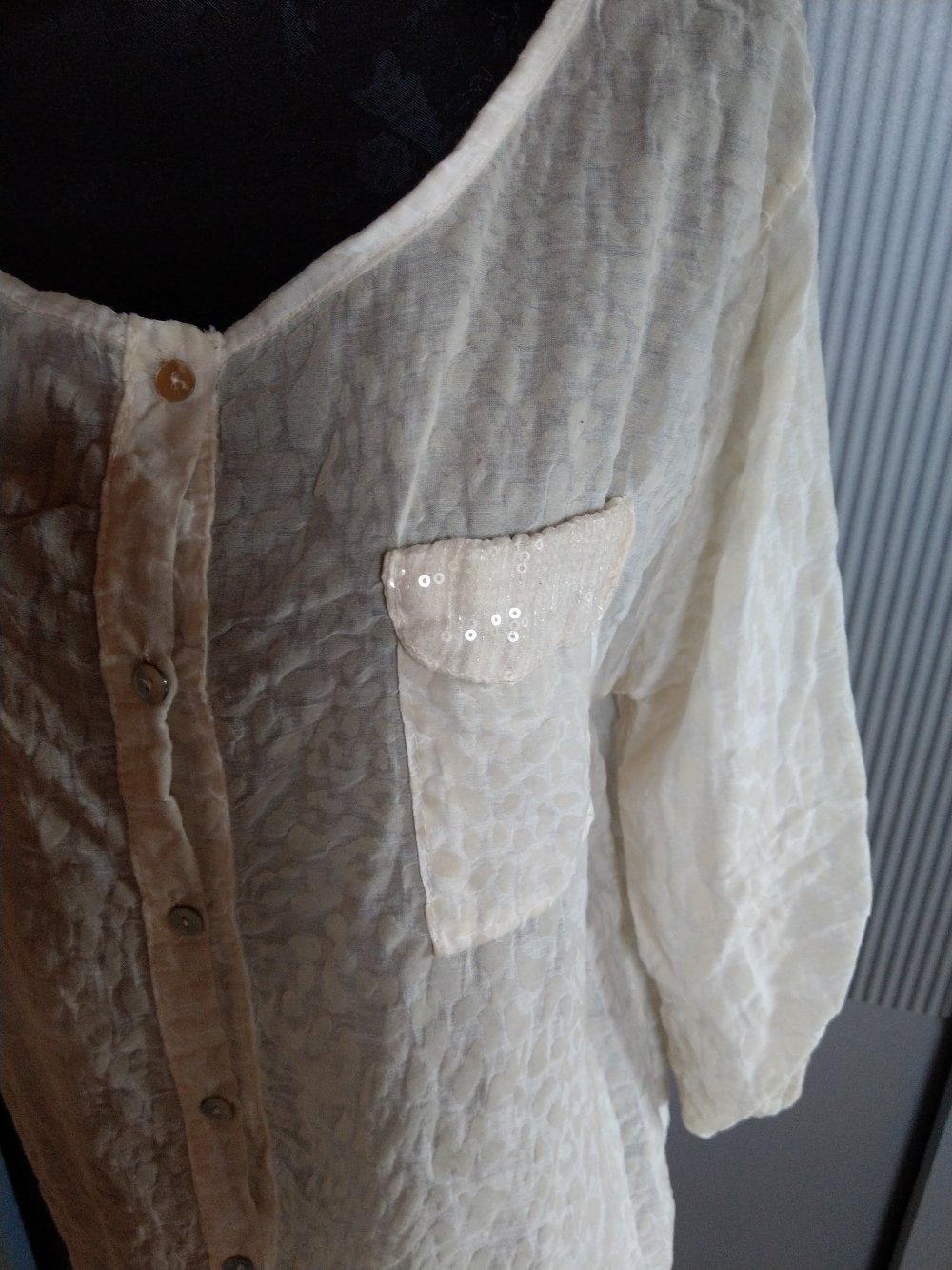 Bluse Shirt beige Pailletten Made in Italy 