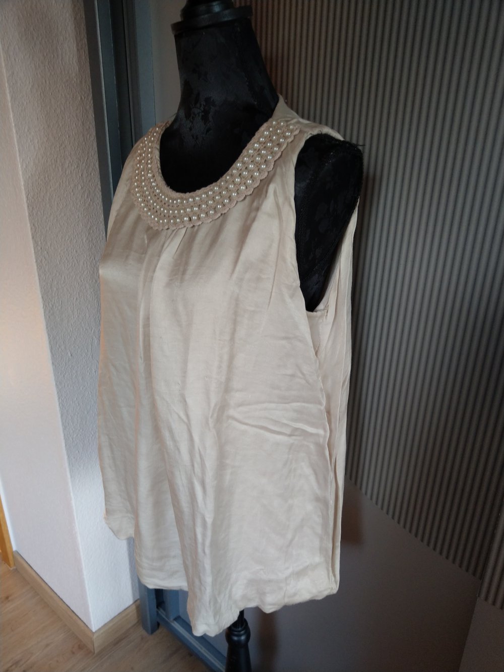Top Shirt beige Perlen Made in Italy 