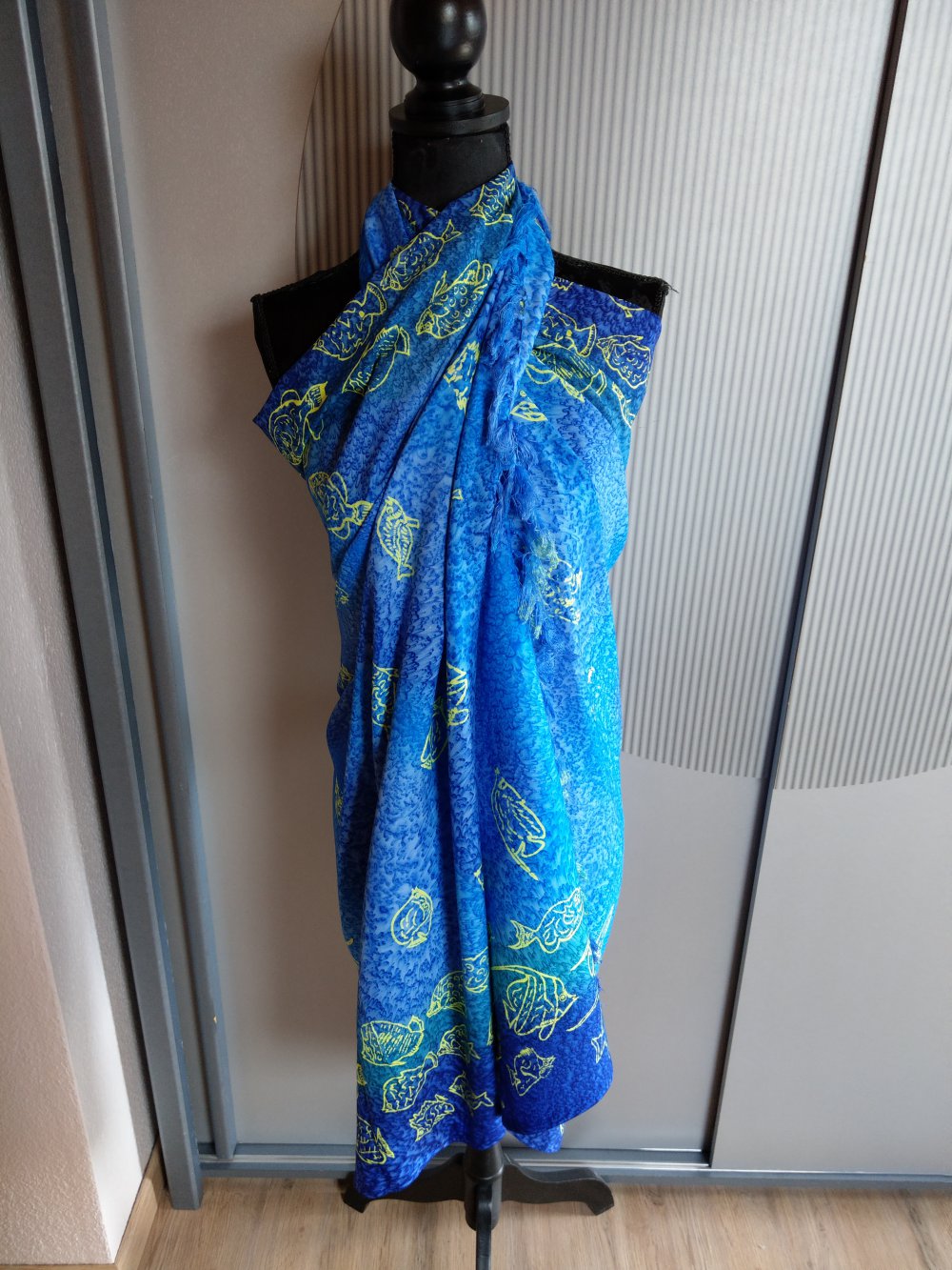 Schal Tuch Kleid Rock blau grün Strandtuch