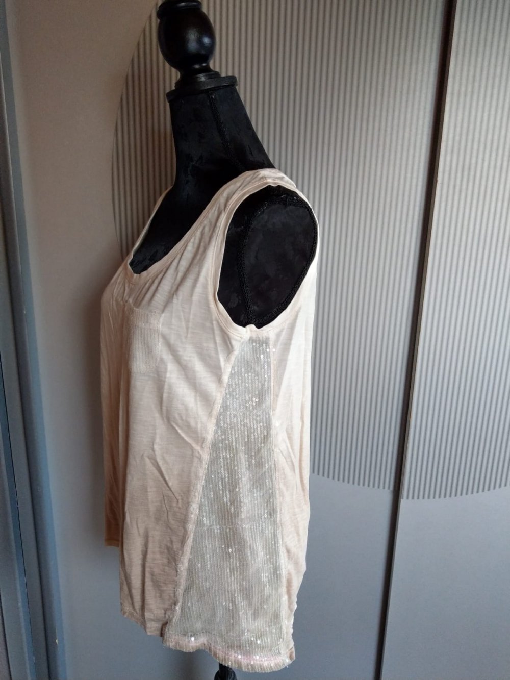 Top Shirt beige S.Oliver beige Pailletten 38