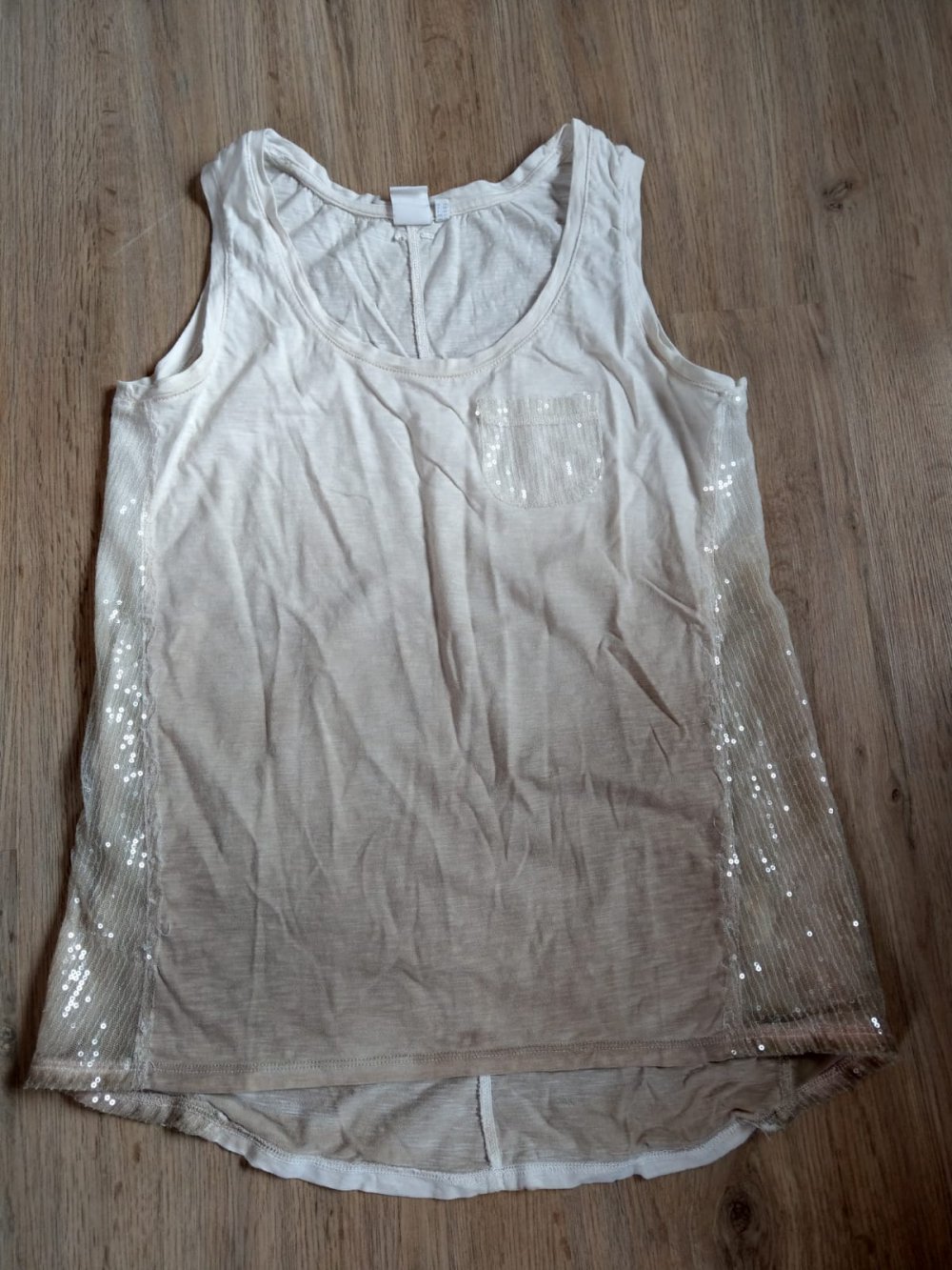 Top Shirt beige S.Oliver beige Pailletten 38