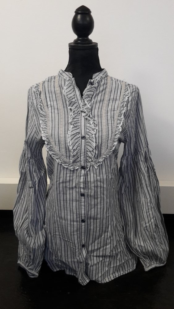 Bluse, Oberteil, Dept hellblau-weiß gestreift, gebraucht