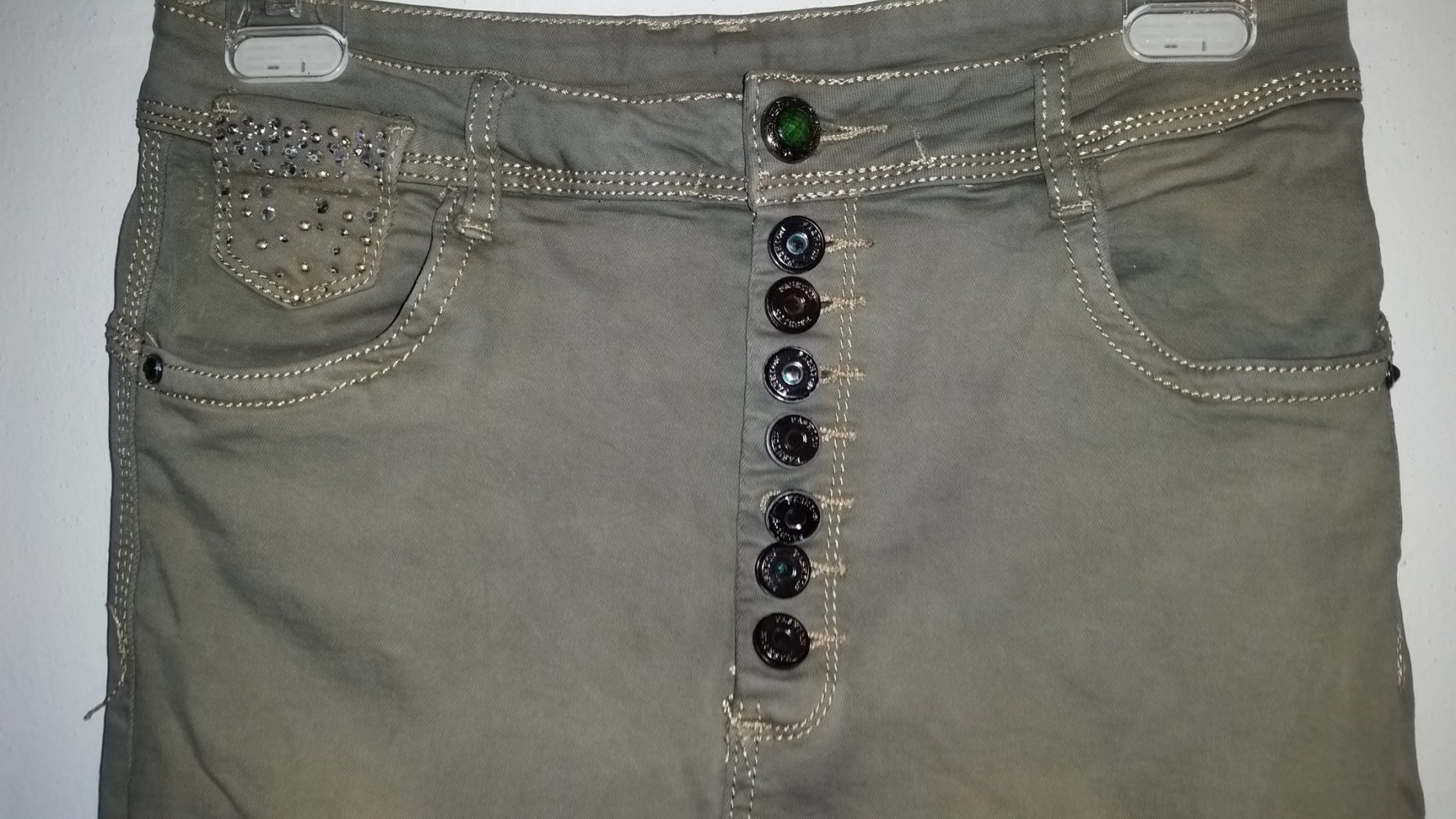 36/38, High Waist Skinny, oliv