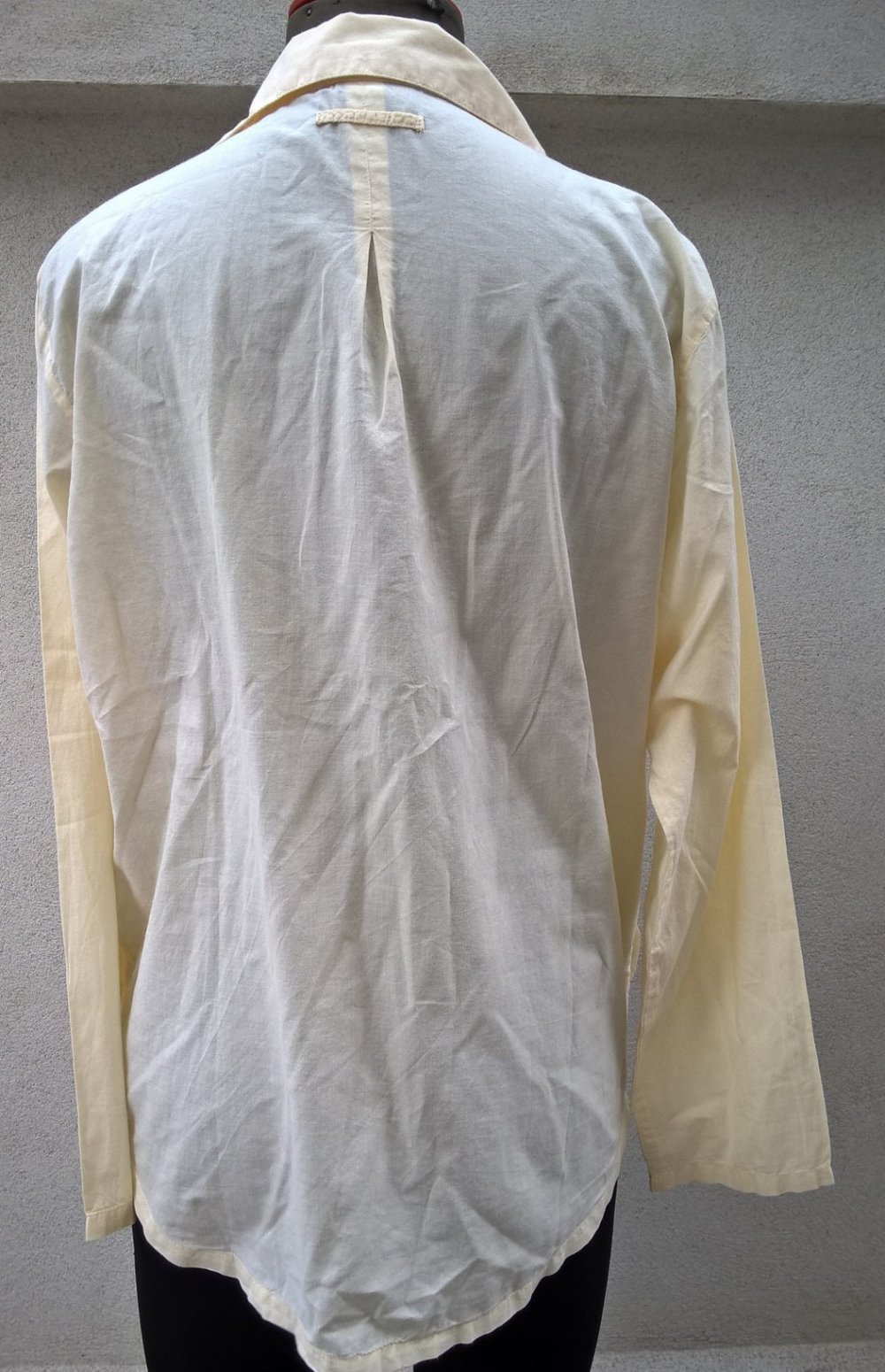 BLUSE GELB LANGARM Gr. 44 BAUMWOLLE mit SEITEN TASCHEN 