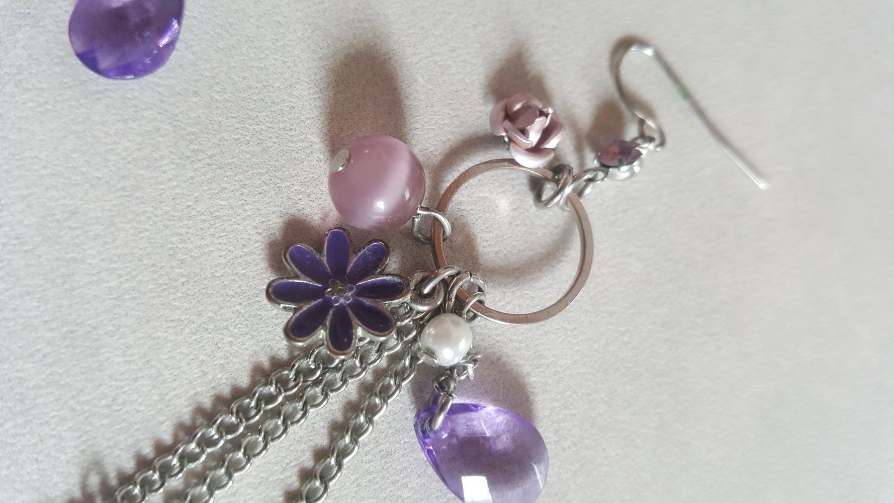 Ohrringe Perlen Hänger Fliederfarben Silberschmuck Detailverliebt Rosen Blüten Hingucker Bohemian Festival Coachella 