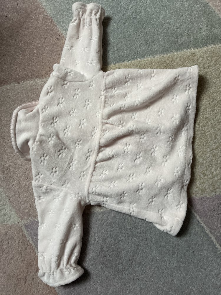 Oberteil Kragen Jacke kuschelig 56 Baby Teddyfell Cardigan Knopfleiste Feetje Pastell Rüschenjäckchen Girlie