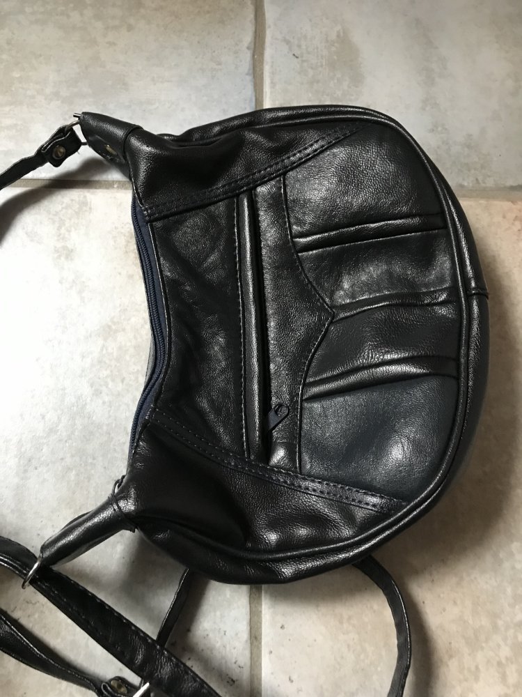 Tasche Handtasche Umhängetasche M.C. Bag Crossover Leder Vintage Design neuwertig Blue Black  