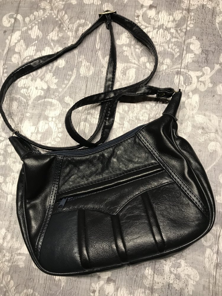 Tasche Handtasche Umhängetasche M.C. Bag Crossover Leder Vintage Design neuwertig Blue Black  