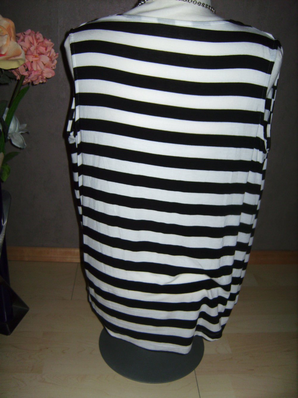 Shirt Oberteil, Wickeloptik, Blockstreifen L/XL, black and white, Figurschmeichler 40-44 Markenware 