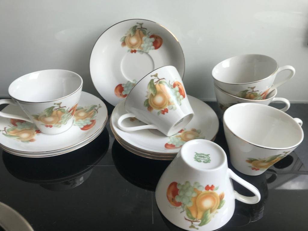 Porzellan Set Teetassen Konvolut Obstmotive Deko Stilleben Retro Design Fruits China