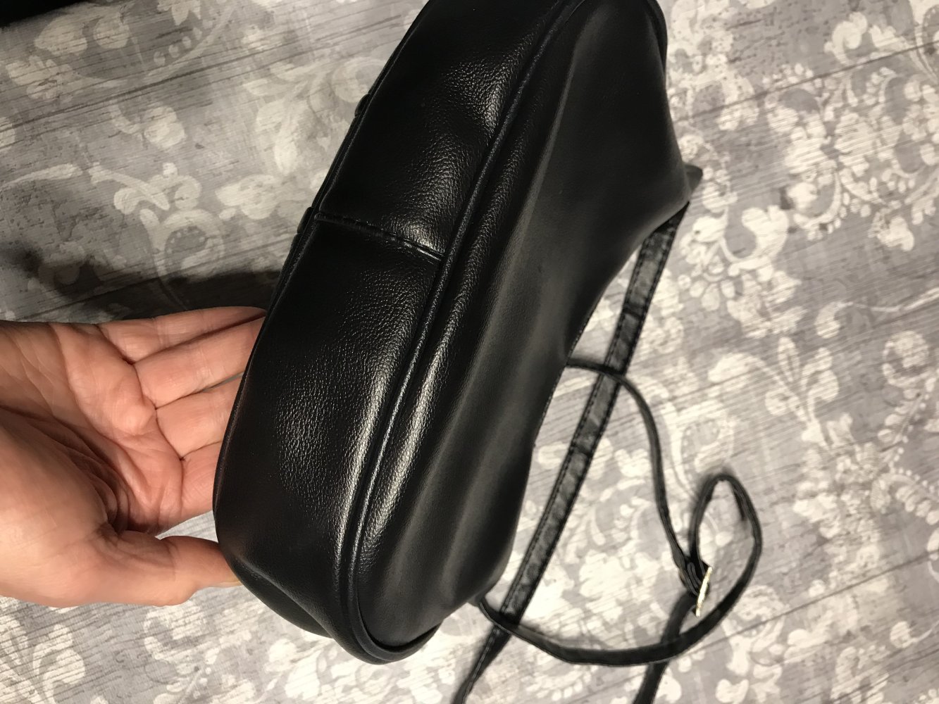 Tasche Handtasche Umhängetasche M.C. Bag Crossover Leder Vintage Design neuwertig Blue Black  