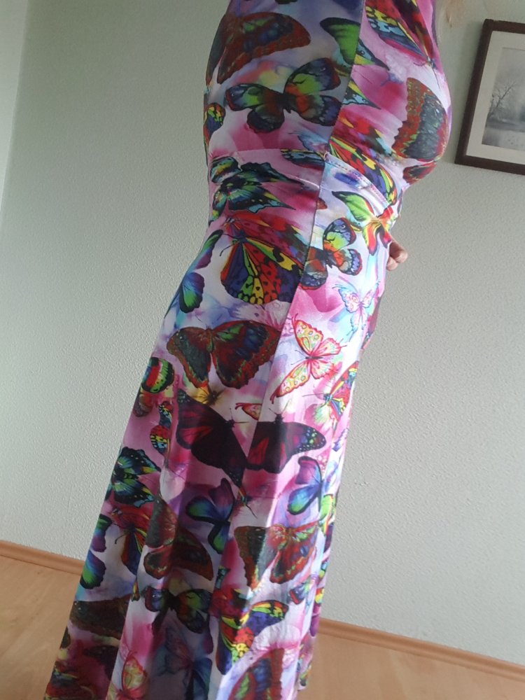 Kleid Midikleid Casual Papillon Schneiderei Feminin Bunt Schmetterlingprint 38/40/42 Jersey Stoff 